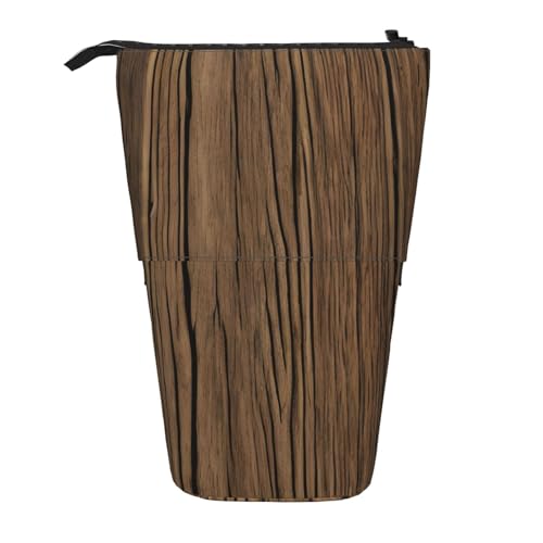 Longzehao Holzmaserung Druck Teleskop Bleistift Tasche Stifthalter Pop Up Lagerung Fall, Stehen Tragbare Stift Fall, Schwarz, One Size, blacks, One size von Longzehao