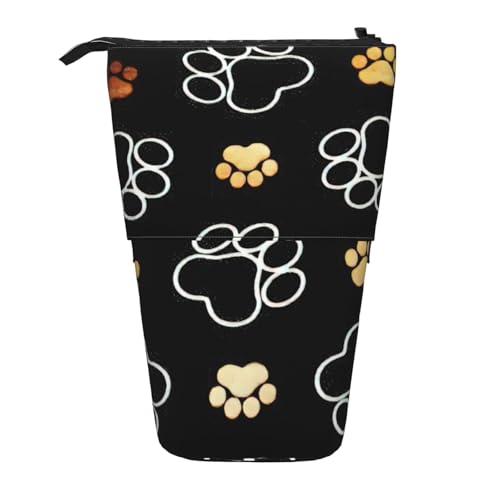 Longzehao Hund Pfote Drucke Druck Teleskop Bleistift Tasche Stifthalter Pop Up Lagerung Fall, Stehen Tragbare Stift Fall, Schwarz, One Size, blacks, One size von Longzehao