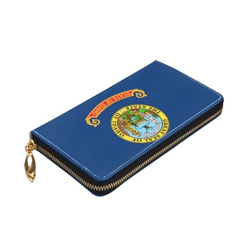 Longzehao Idaho Geldbörse mit Staatsflagge, Premium-Leder, mit Reißverschluss, für Damen und Herren, Scheckbuchhülle, RFID-blockierend Longzehao Idaho Geldbörse mit Staatsflagge, Premium-Leder, mit Reißverschluss, für Damen und Herren, Scheckbuchhülle, RFID-blockierend von Longzehao