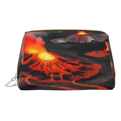 Longzehao Kilauea Vulkane Druck Leder Reißverschluss Make-up Tasche Kosmetiktasche Reise Organizer Kulturbeutel Kupplung, Weiß, One Size, blank, One size von Longzehao