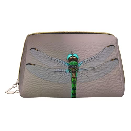 Longzehao Kosmetiktasche aus Leder mit Reißverschluss, Libellenmuster, Reise-Organizer, Weiß, Einheitsgröße, weiß, Talla única von Longzehao