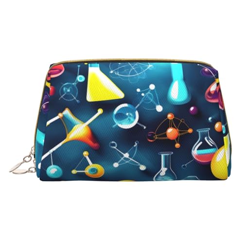 Longzehao Kosmetiktasche aus Leder mit abstraktem Wissenschafts-Chemie-Druck, Reißverschluss, Kosmetiktasche, Reise-Organizer, Kulturbeutel, Weiss/opulenter Garten, Einheitsgröße von Longzehao