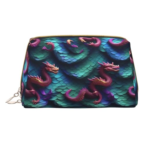 Longzehao Kosmetiktasche mit 3D-Drachen-Schuppen-Muster, Leder, Reißverschluss, Kosmetiktasche, Reise-Organizer, Kulturbeutel, Clutch, weiß, Einheitsgröße, weiß, Einheitsgröße von Longzehao