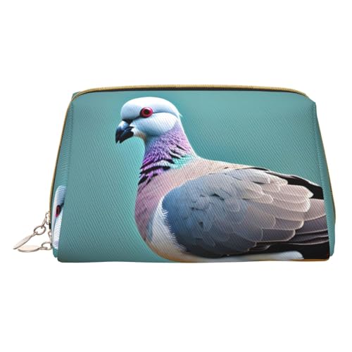 Longzehao Kosmetiktasche mit Cartoon-Taubenmotiv, Leder, Reißverschluss, Kosmetiktasche, Reise-Organizer, Kulturbeutel, Clutch, Weiss/opulenter Garten, Einheitsgröße von Longzehao