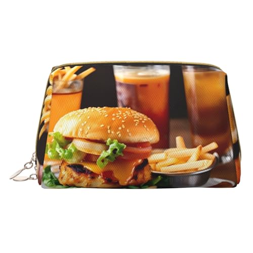 Longzehao Kosmetiktasche mit Hühnerbein-Burger-Design, Leder, Reißverschluss, Kosmetiktasche, Reise-Organizer, Kulturbeutel, Weiss/opulenter Garten, Einheitsgröße von Longzehao