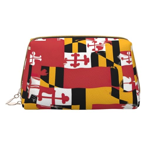 Longzehao Kosmetiktasche mit Maryland-Flagge, Leder, Reißverschluss, Kosmetiktasche, Reise-Organizer, Kulturbeutel, Clutch, Weiss/opulenter Garten, Einheitsgröße von Longzehao