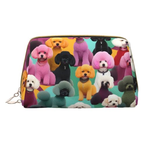 Longzehao Kosmetiktasche mit Pudel-Motiv, Leder, Reißverschluss, Kosmetiktasche, Reise-Organizer, Kulturbeutel, Weiss/opulenter Garten, Einheitsgröße von Longzehao