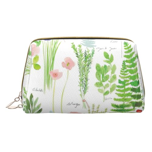 Longzehao Kosmetiktasche mit Reißverschluss und Kräutergarten, Leder, Reise-Organizer, Kulturbeutel, Clutch, Weiss/opulenter Garten, Einheitsgröße von Longzehao