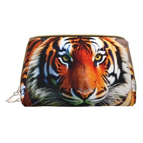 Longzehao Kosmetiktasche mit Tigerstreifen und orangefarbenem Muster, Leder, Reißverschluss, Kosmetiktasche, Reise-Organizer, Kulturbeutel, Weiss/opulenter Garten, Einheitsgröße von Longzehao