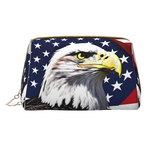 Longzehao Kosmetiktasche mit Weißkopfseeadlerflagge, Leder, Reißverschluss, Kosmetiktasche, Reise-Organizer, Kulturbeutel, Weiss/opulenter Garten, Einheitsgröße von Longzehao