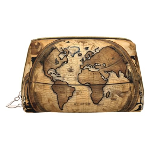 Longzehao Kosmetiktasche mit Weltkarten-Motiv, Leder, Reißverschluss, Kosmetiktasche, Reise-Organizer, Kulturbeutel, Weiss/opulenter Garten, Einheitsgröße von Longzehao
