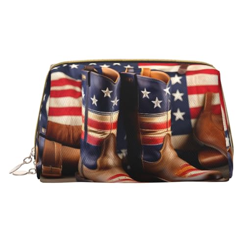 Longzehao Kosmetiktasche mit amerikanischer Flagge und Cowboystiefeln, Leder, Reißverschluss, Kosmetiktasche, Reise-Organizer, Kulturbeutel, Weiss/opulenter Garten, Einheitsgröße von Longzehao