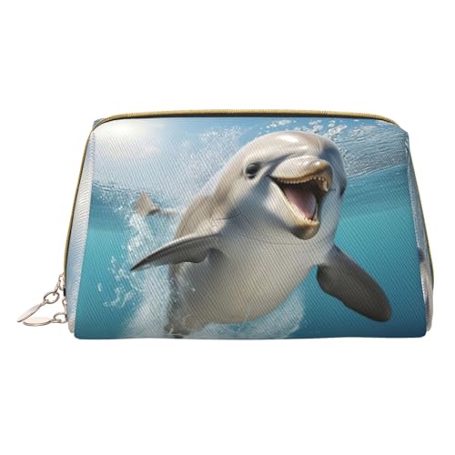 Longzehao Kosmetiktasche mit lustigem Delfin-Druck, Leder, Reißverschluss, Kosmetiktasche, Reise-Organizer, Kulturbeutel, Weiss/opulenter Garten, Einheitsgröße von Longzehao