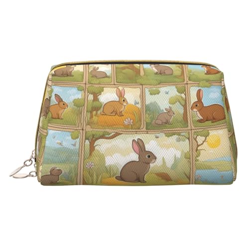 Longzehao Kosmetiktasche mit niedlichem Cartoon-Motiv und Kaninchen-Motiv, Leder, Reißverschluss, Kosmetiktasche, Reise-Organizer, Kulturbeutel, Weiss/opulenter Garten, Einheitsgröße von Longzehao