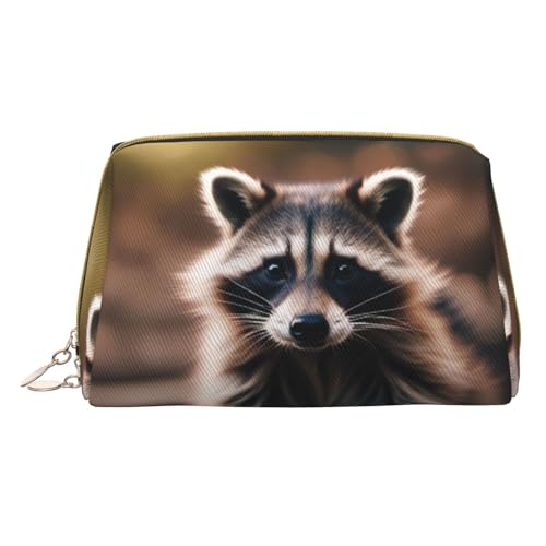 Longzehao Kosmetiktasche mit niedlichem Waschbärmotiv, Leder, Reißverschluss, Kosmetiktasche, Reise-Organizer, Kulturbeutel, Clutch, 1 Stück, Weiss/opulenter Garten, Einheitsgröße von Longzehao