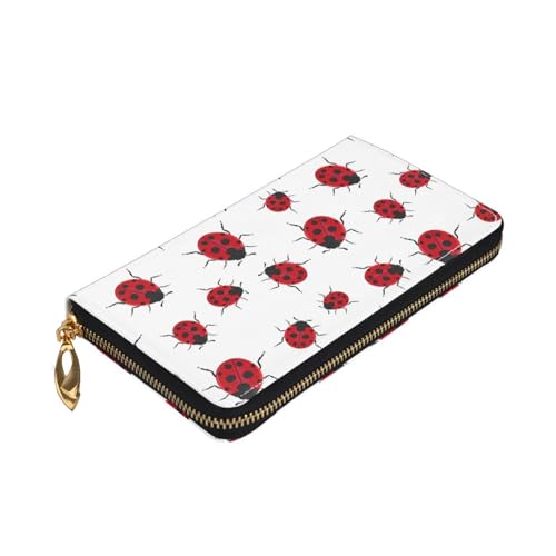 Longzehao Ladybug Print Premium Leder Zip Around Wallet für Damen und Herren Scheckbuchhülle RFID Blocking von Longzehao