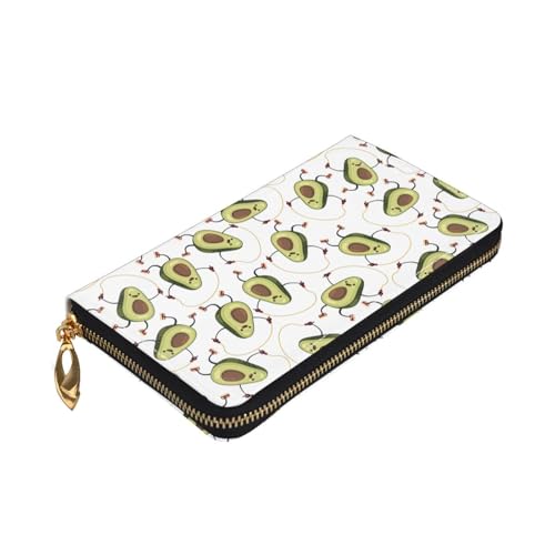 Longzehao Lustiger Cartoon-Avocado-Druck, Premium-Leder-Geldbörse mit umlaufendem Reißverschluss, für Damen und Herren, Scheckbuchhülle, RFID-blockierend von Longzehao