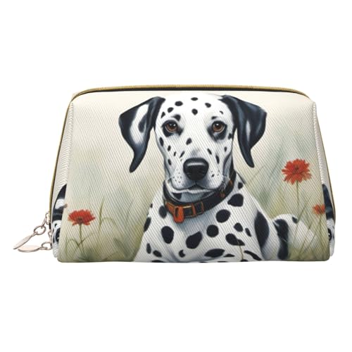 Longzehao Make-up-Tasche mit Dalmatiner-Druck, Leder, Reißverschluss, Kosmetiktasche, Reise-Organizer, Kulturbeutel, Weiss/opulenter Garten, Einheitsgröße von Longzehao