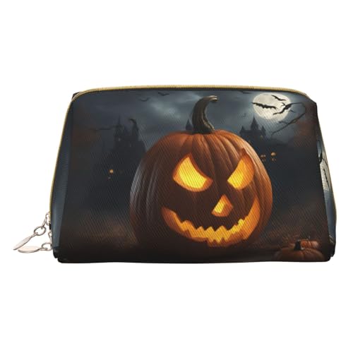 Longzehao Make-up-Tasche mit Halloween-Kürbis-Druck, Leder, Reißverschluss, Kosmetiktasche, Reise-Organizer, Kulturbeutel, Weiss/opulenter Garten, Einheitsgröße von Longzehao