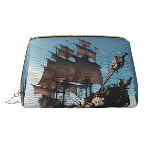 Longzehao Make-up-Tasche mit Piratenschiff-Aufdruck, Leder, Reißverschluss, Kosmetiktasche, Reise-Organizer, Kulturbeutel, Weiss/opulenter Garten, Einheitsgröße von Longzehao