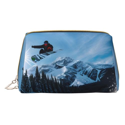 Longzehao Make-up-Tasche mit Snowboard-Aufdruck, Leder, Reißverschluss, Kosmetiktasche, Reise-Organizer, Kulturbeutel, Weiss/opulenter Garten, Einheitsgröße von Longzehao