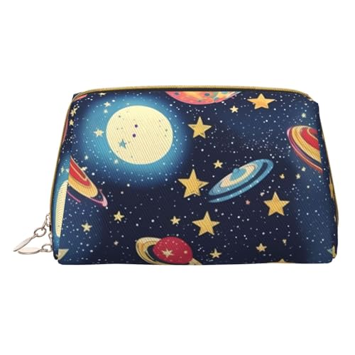 Longzehao Make-up-Tasche mit Weltraum-Motiv, Leder, mit Reißverschluss, Kosmetiktasche, Reise-Organizer, Kulturbeutel, Clutch, Weiss/opulenter Garten, Einheitsgröße von Longzehao
