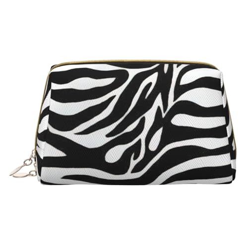 Longzehao Make-up-Tasche mit Zebra-Druck, Leder, Reißverschluss, Kosmetiktasche, Reise-Organizer, Kulturbeutel, Weiss/opulenter Garten, Einheitsgröße von Longzehao