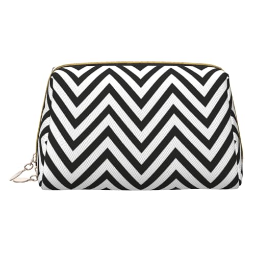 Longzehao Make-up-Tasche mit Zickzack-Streifen-Druck, Leder, Reißverschluss, Kosmetiktasche, Reise-Organizer, Kulturbeutel, Weiss/opulenter Garten, Einheitsgröße von Longzehao
