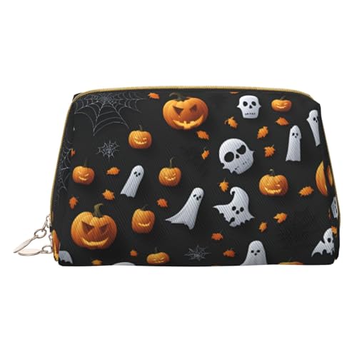 Longzehao Make-up-Tasche mit niedlichem Halloween-Muster, Leder, Reißverschluss, Kosmetiktasche, Reise-Organizer, Kulturbeutel, Weiss/opulenter Garten, Einheitsgröße von Longzehao