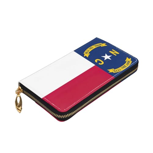 Longzehao North Carolina Geldbörse mit Staatsflagge, Premium-Leder, mit Reißverschluss, für Damen und Herren, Scheckbuchhülle, RFID-blockierend Longzehao North Carolina Geldbörse mit Staatsflagge, Premium-Leder, mit Reißverschluss, für Damen und Herren, Scheckbuchhülle, RFID-blockierend von Longzehao
