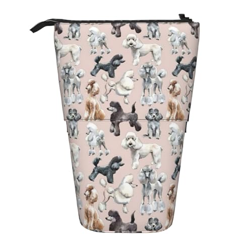 Longzehao Oodles of Poodles Print Teleskop Bleistift Tasche Stifthalter Pop Up Aufbewahrungstasche, Stehende Tragbare Stifthülle, Schwarz, One Size, blacks, One size von Longzehao