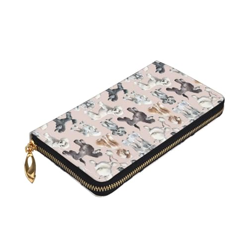 Longzehao Oodles of Pudel-Aufdruck, Premium-Leder, mit Reißverschluss, für Damen und Herren, Scheckbuchhülle, RFID-blockierend von Longzehao