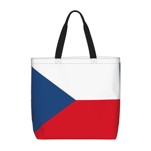 Longzehao Schultertasche mit großem Fassungsvermögen, mit Reißverschluss, wiederverwendbare Einkaufstasche mit Flagge der Tschechischen Republik von Longzehao
