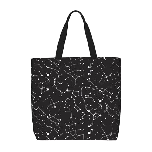 Longzehao Schultertasche mit großem Fassungsvermögen, mit Reißverschluss, wiederverwendbare Einkaufstasche mit Sternenhimmel, Sternbild von Longzehao