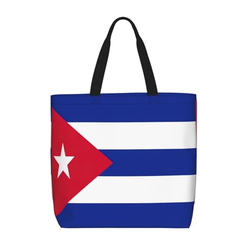 Longzehao Schultertasche mit großem Fassungsvermögen, mit Reißverschluss, wiederverwendbare Einkaufstasche mit kubanischer Flagge von Longzehao