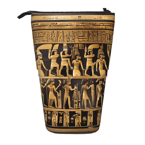 Longzehao Teleskop-Federmäppchen mit Ägypten-Hieroglyphen-Druck, Stifthalter, Pop-Up-Aufbewahrungsetui, stehend, tragbares Stifteetui von Longzehao