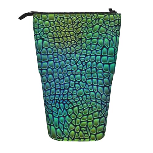 Longzehao Teleskop-Federmäppchen mit Alligatorhaut-Druck, Stifthalter, Pop-Up-Aufbewahrungsetui, stehend, tragbares Stifteetui, Schwarz, One Size von Longzehao