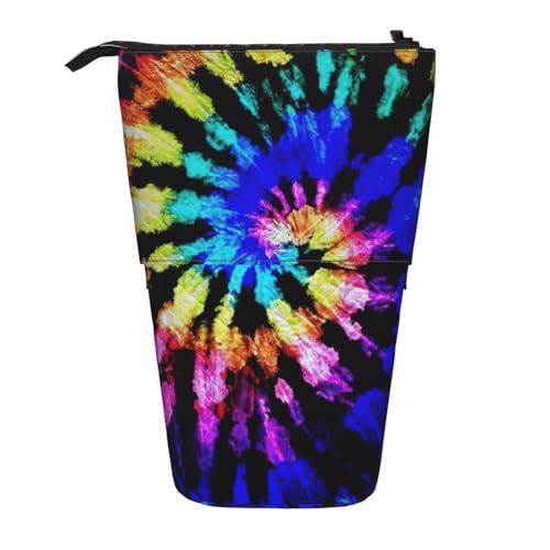 Longzehao Teleskop-Federmäppchen mit Batikdruck, Stifthalter, Pop-Up-Aufbewahrungsetui, stehend, tragbares Stifteetui, Schwarz, One Size von Longzehao