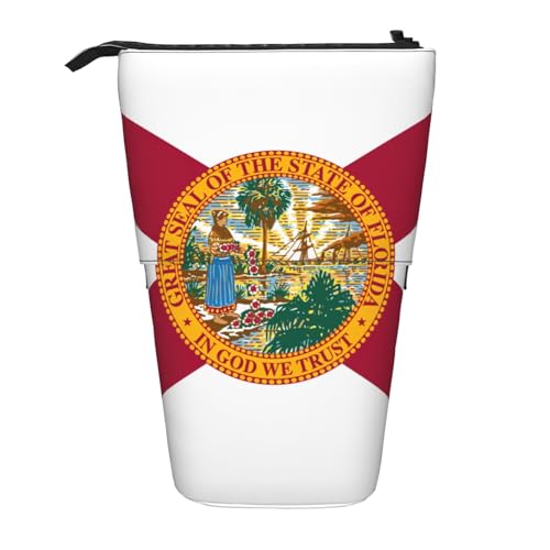 Longzehao Teleskop-Federmäppchen mit Florida-Flaggen-Druck, Stifthalter, Pop-Up-Aufbewahrungsetui, stehend, tragbares Stifteetui von Longzehao