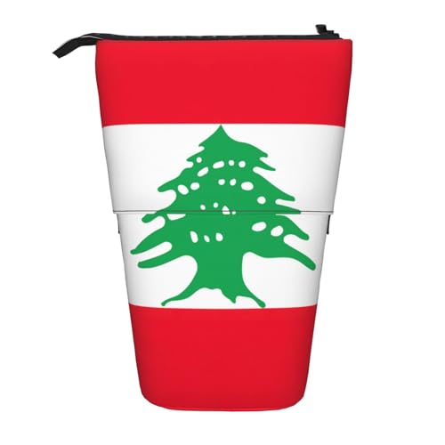 Longzehao Teleskop-Federmäppchen mit Libanon-Flagge, Stifthalter, Pop-Up-Aufbewahrungsetui, stehend, tragbares Stifteetui von Longzehao