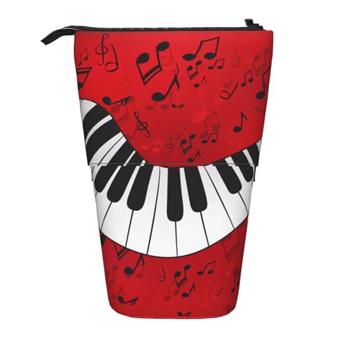 Longzehao Teleskop-Federmäppchen mit Musiknoten, Klavierdruck, Stifthalter, Pop-Up-Aufbewahrung, stehend, tragbares Stifteetui von Longzehao