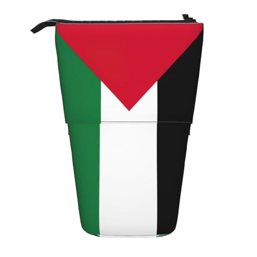 Longzehao Teleskop-Federmäppchen mit Palästina-Flaggen-Druck, Stifthalter, Pop-Up-Aufbewahrungsetui, stehend, tragbares Stifteetui von Longzehao