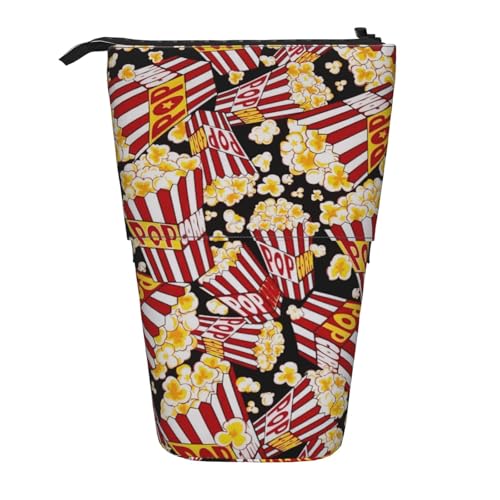 Longzehao Teleskop-Federmäppchen mit Popcorn-Aufdruck, Stifthalter, Pop-Up-Aufbewahrung, stehend, tragbares Stifteetui von Longzehao