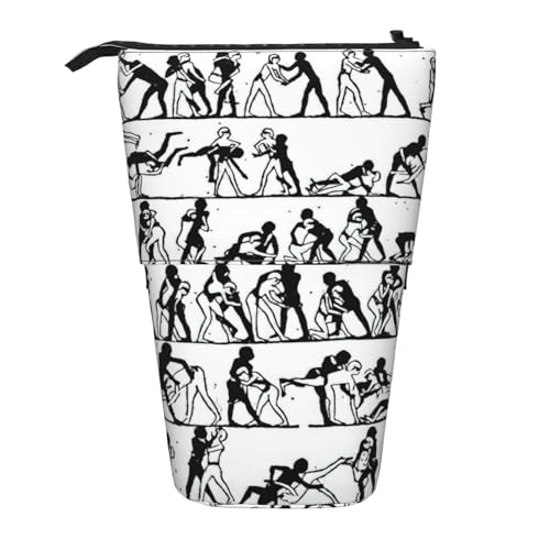 Longzehao Teleskop-Federmäppchen mit Wrestlers-Sportdruck, Stifthalter, Pop-Up-Aufbewahrungsetui, stehend, tragbares Stifteetui, Schwarz, One Size von Longzehao