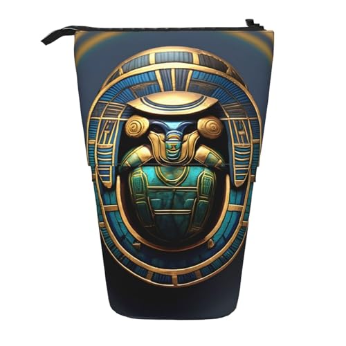 Longzehao Teleskop-Federmäppchen mit ägyptischem Skarabäus-Druck, Stifthalter, Pop-Up-Aufbewahrungsetui, stehend, tragbares Stifteetui von Longzehao