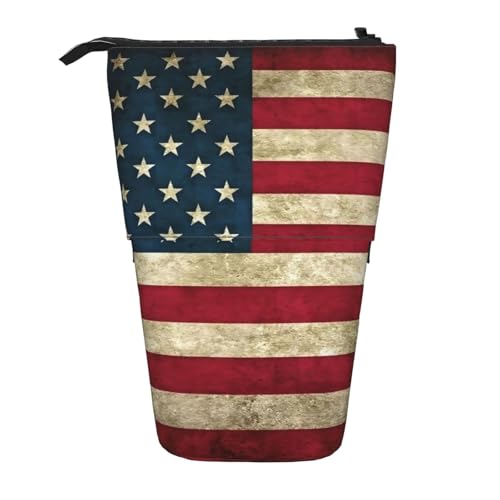 Longzehao Teleskop-Federmäppchen mit amerikanischer Flagge, Stifthalter, Pop-Up-Aufbewahrungsetui, stehend, tragbares Stifteetui von Longzehao