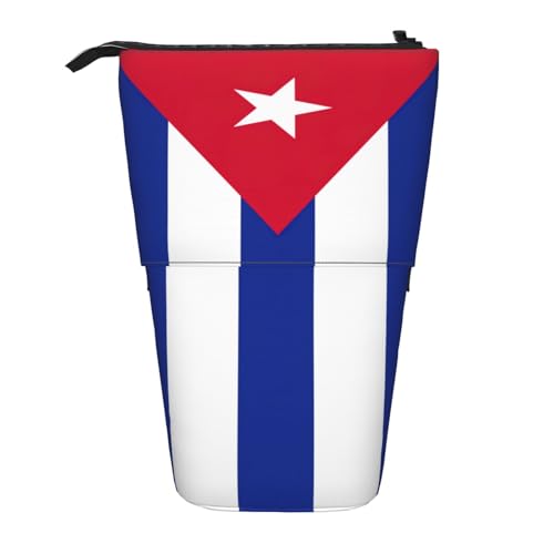 Longzehao Teleskop-Federmäppchen mit kubanischer Flagge, Stifthalter, Pop-Up-Aufbewahrungsetui, stehend, tragbares Stifteetui von Longzehao