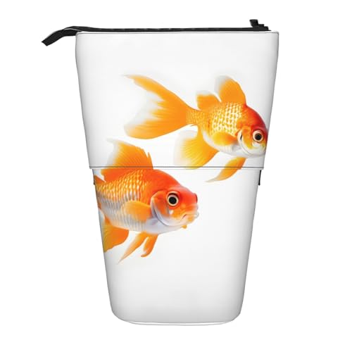 Longzehao Teleskop-Federmäppchen mit niedlichem Goldfisch-Druck, Stifthalter, Pop-Up-Aufbewahrungsetui, stehend, tragbares Stifteetui von Longzehao