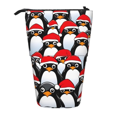 Longzehao Weihnachten Pinguine Druck Teleskop Bleistift Tasche Stifthalter Pop Up Lagerung Fall, Stehen Tragbare Stift Fall, Schwarz, One Size, blacks, One size von Longzehao