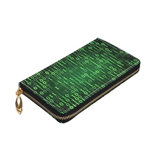 Longzehao hacker era Print Premium Leder Zip Around Wallet für Damen und Herren Scheckbuchhülle RFID Blocking von Longzehao